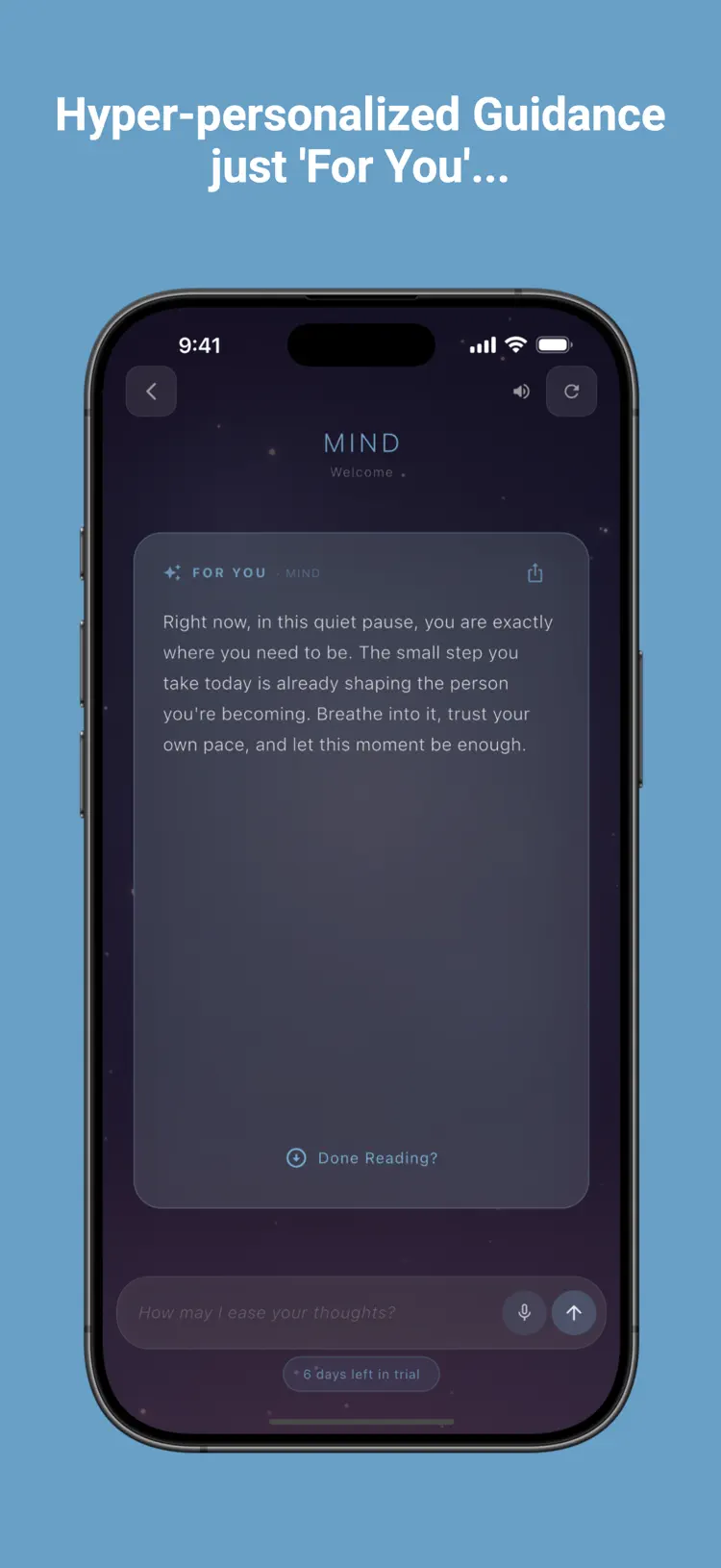 A hyper-personalized 'For You' insight for the Mind domain.